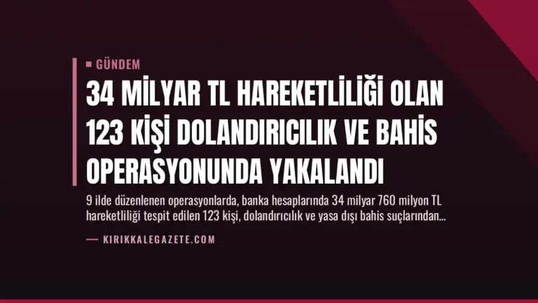 34 Milyar TL Hareketliliği Olan 123 Kişi Dolandırıcılık ve Bahis Operasyonunda Yakalandı