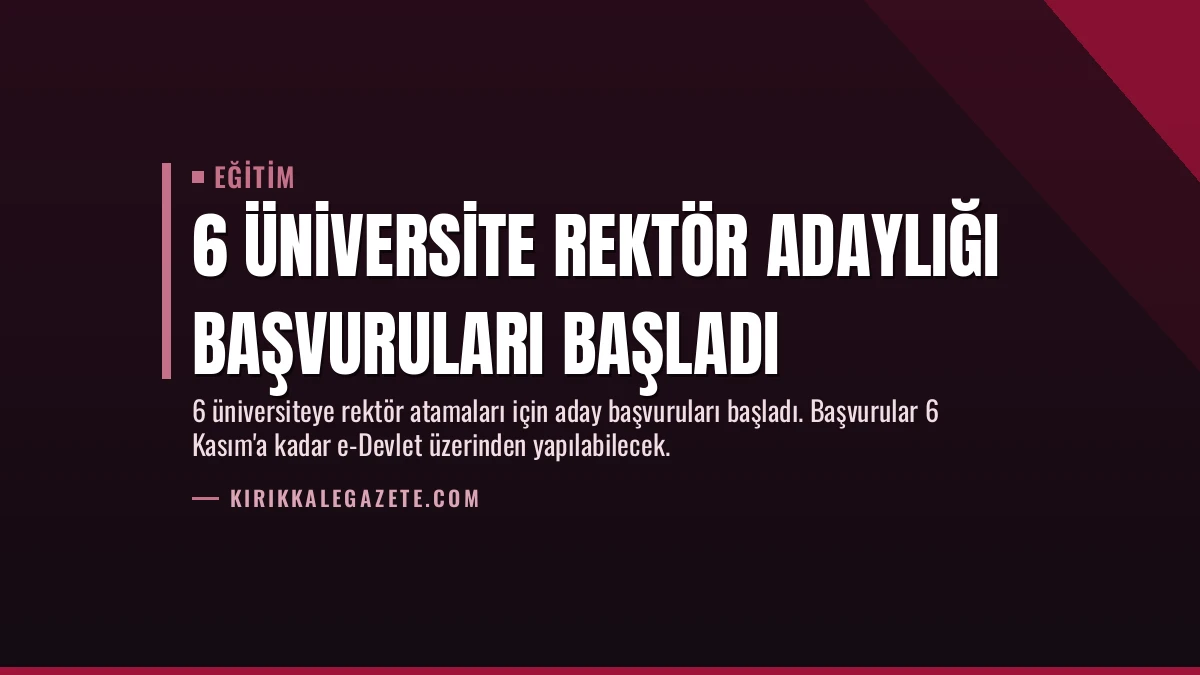 6 Üniversite Rektör Adaylığı Başvuruları Başladı