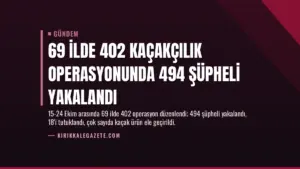 69 İlde 402 Kaçakçılık Operasyonunda 494 Şüpheli Yakalandı
