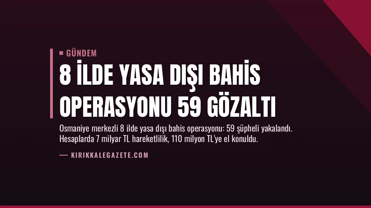 8 İlde Yasa Dışı Bahis Operasyonu 59 Gözaltı