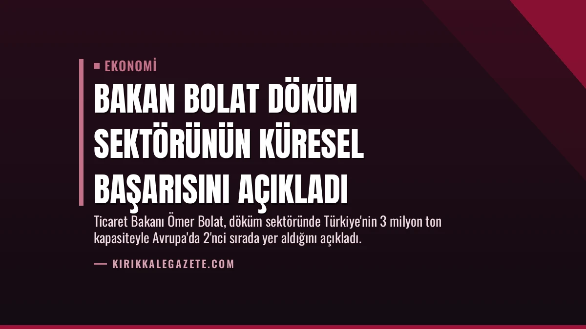 Bakan Bolat Döküm Sektörünün Küresel Başarısını Açıkladı