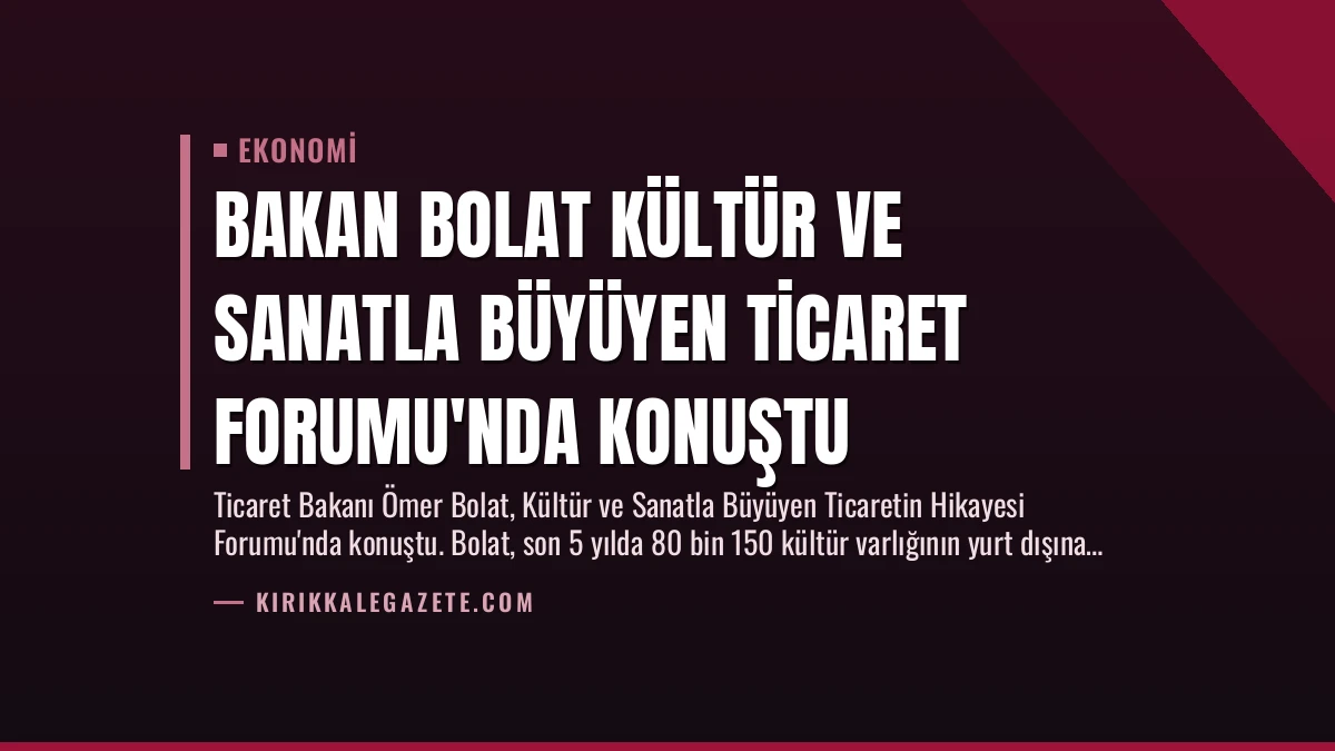 Bakan Bolat Kültür ve Sanatla Büyüyen Ticaret Forumu’nda Konuştu