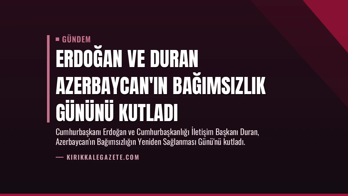 Erdoğan ve Duran Azerbaycan’ın Bağımsızlık Gününü Kutladı