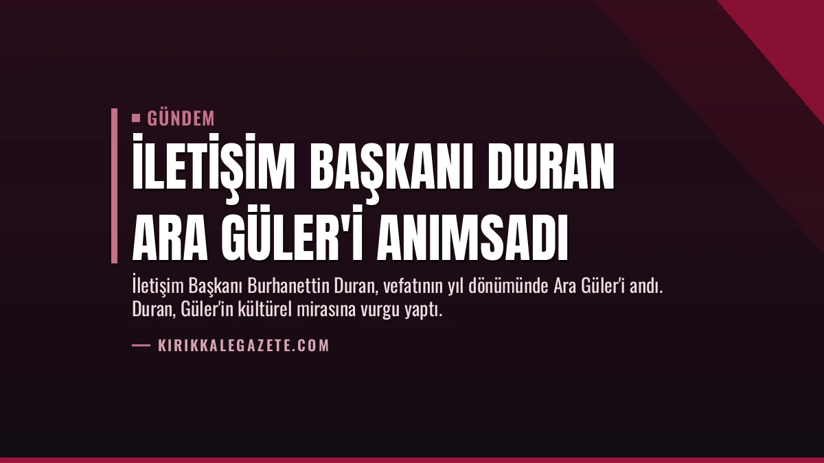 İletişim Başkanı Duran Ara Güler’i Anımsadı