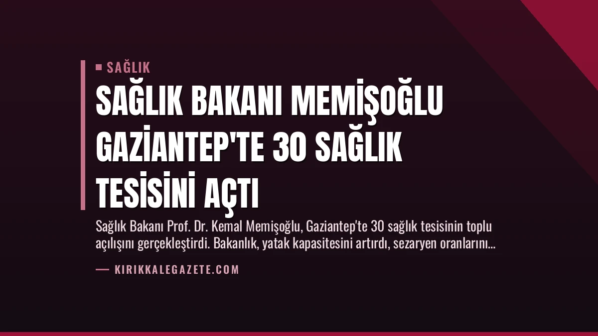 Sağlık Bakanı Memişoğlu Gaziantep’te 30 Sağlık Tesisini Açtı