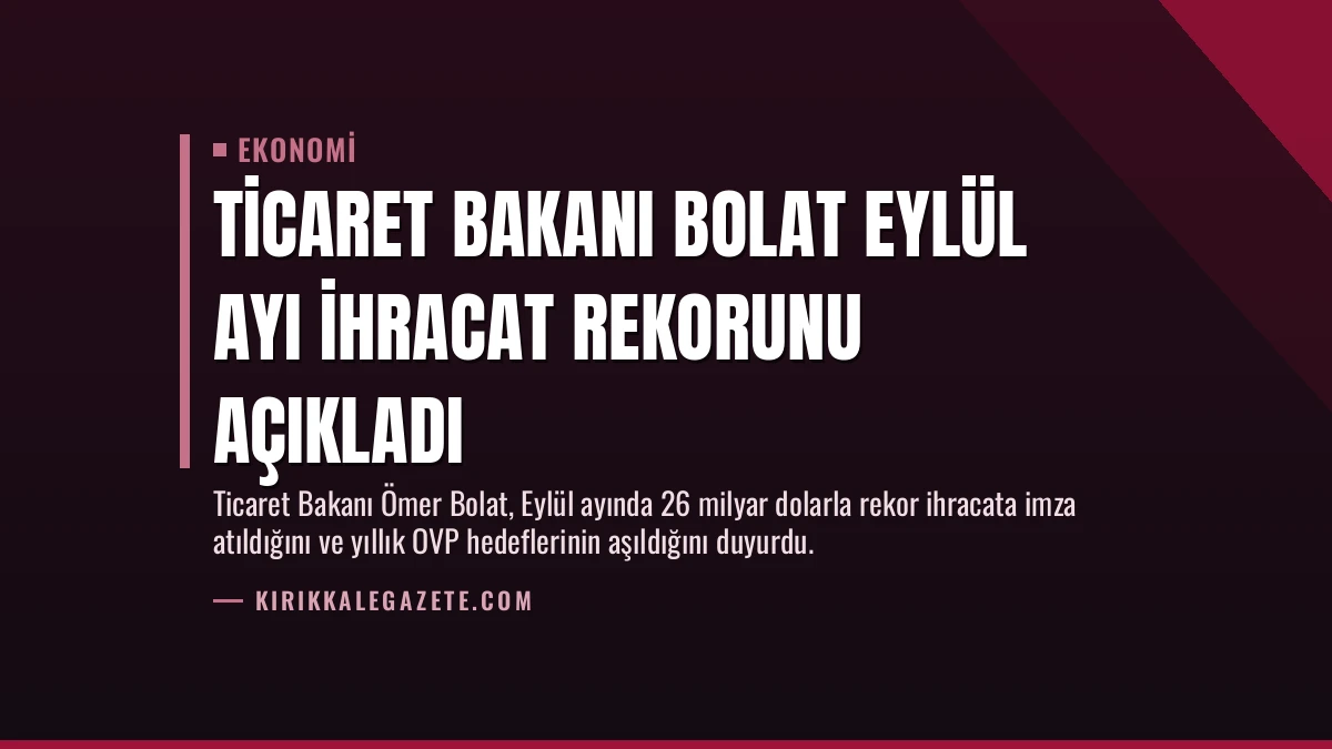 Ticaret Bakanı Bolat Eylül Ayı İhracat Rekorunu Açıkladı