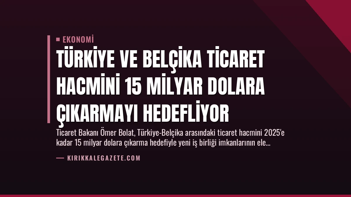 Türkiye ve Belçika Ticaret Hacmini 15 Milyar Dolara Çıkarmayı Hedefliyor