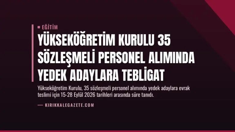 Yükseköğretim Kurulu 35 Sözleşmeli Personel Alımında Yedek Adaylara Tebligat
