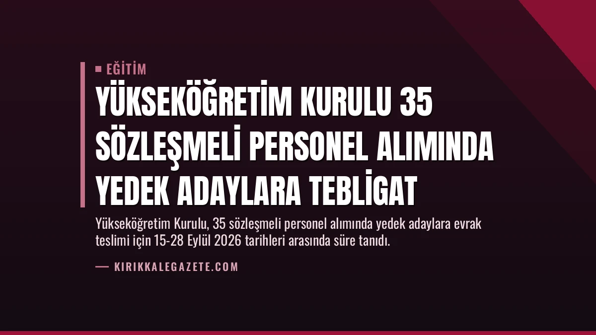 Yükseköğretim Kurulu 35 Sözleşmeli Personel Alımında Yedek Adaylara Tebligat